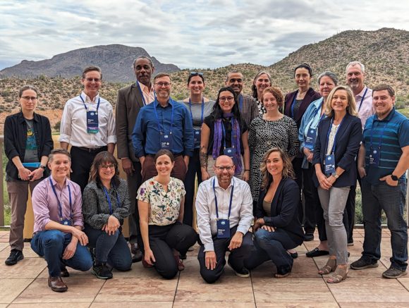 A large group of people posing